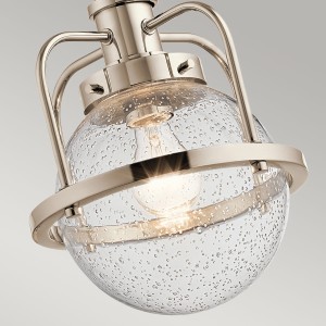 Lampa wisząca Triocent Elstead Lighting z polerowanego niklu i szkłem z bąbelkami powietrza.