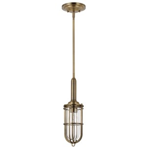Lampa wisząca Urban Restoration Elstead Lighting w stylu industrialnym, ciemny stary mosiądz.