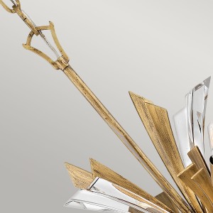 Lampa wisząca Vida Elstead Lighting stal kryształ złoto.