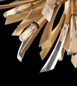 Lampa wisząca Vida Elstead Lighting 13xE14 40W Stal Kryształ Oksydowane złoto detal.