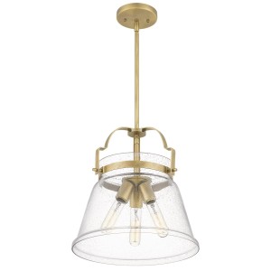 Lampa wisząca Wimberley Elstead Lighting 3xE27 60W Stal, Szkło z bąbelkami powietrza, Wyblakły mosiądz.