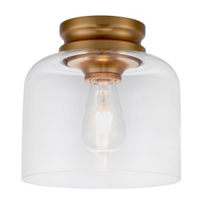 Lampa sufitowa plafon Hounslow Elstead Lighting E27 szkło przezroczyste oksydowany mosiądz.