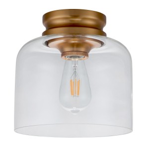 Lampa sufitowa plafon Hounslow Elstead Lighting oksydowany mosiądz szklany klosz E27 60W.