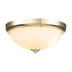 Lampa sufitowa plafon Malibu FE-MALIBU-F-BATH-PB Elstead Lighting 2xE27 60 W Stal, Szkło opalowe Polerowany mosiądz