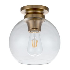 Lampa sufitowa plafon Tabby Elstead Lighting okrągła przezroczysta szklana półkula.