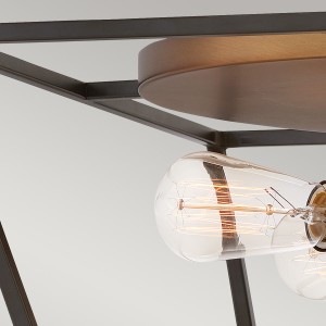 Lampa sufitowa plafon Fulton Elstead Lighting 4xE27 60 W Stal Brąz detal żarówki.