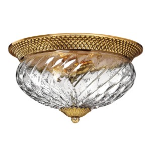 Lampa sufitowa plafon Plantation Elstead Lighting z mosiądzu i szkła.