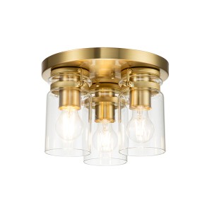 Lampa sufitowa plafon Brinley Elstead Lighting 3xE27 60W szczotkowany mosiądz.