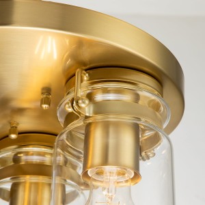 Lampa sufitowa plafon Brinley Elstead Lighting 3xE27 na szczotkowanym mosiądzu