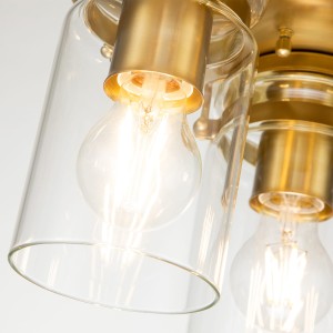 Lampa sufitowa plafon Brinley Elstead Lighting 3xE27 60 W Stal, Szkło przezroczyste Szczotkowany mosiądz z żarówkami.