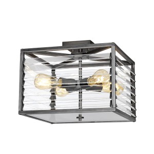 Lampa sufitowa plafon Louvre Elstead Lighting, stal i szkło, szary, 4xE27.