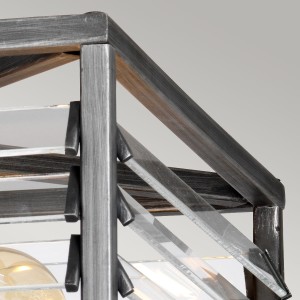 Lampa sufitowa plafon Louvre Elstead Lighting 4xE27 60 W Stal Szkło Szary detal.