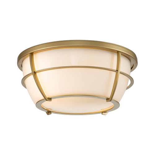 Lampa sufitowa plafon Chance QZ-CHANCE-F-PNBR Elstead Lighting 2xE27 60 W Stal, Szkło Naturalny mosiądz
