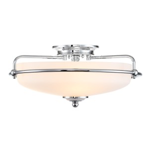 Lampa sufitowa plafon Griffin Elstead Lighting opalowe szkło polerowany chrom