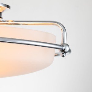 Lampa sufitowa plafon Griffin Elstead Lighting 3xE27 60 W Stal, Szkło opalowe Polerowany chrom