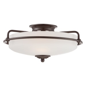 Lampa sufitowa plafon Griffin Elstead Lighting brąz palladiański opalowe szkło.