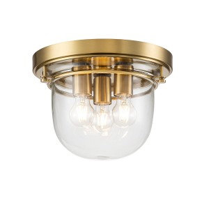 Lampa sufitowa plafon Whistling QZ-WHISTLING-F-BB Elstead Lighting 3xE27 40 W Stal, Szkło Szczotkowany mosiądz