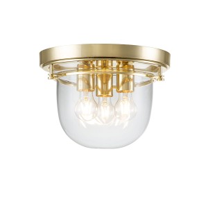 Lampa sufitowa plafon Whistling QZ-WHISTLING-F-PB Elstead Lighting 3xE27 40 W Stal, Szkło Polerowany mosiądz