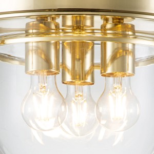 Lampa sufitowa plafon Whistling Elstead Lighting 3xE27 40 W Stal, Szkło Polerowany mosiądz.