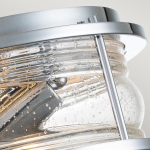Lampa sufitowa plafon Ashland Bay Elstead Lighting z polerowanego chromu i szkłem z bąbelkami powietrza.