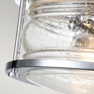 Lampa sufitowa plafon Ashland Bay Elstead Lighting z polerowanego chromu i szkła z bąbelkami powietrza.