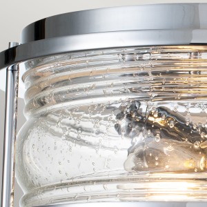 Lampa sufitowa plafon Ashland Bay Elstead Lighting 2xE27 60W, stal, szkło z bąbelkami powietrza, polerowany chrom.
