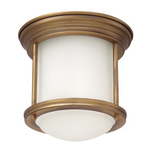 Lampa sufitowa plafon Hadrian Elstead Lighting stal trawione szkło opalowe szczotkowany brąz