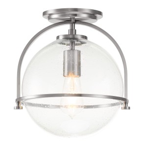 Lampa sufitowa plafon Somerset QN-SOMERSET-F-C-BN Quintiesse 1xE27 60W Stal, Szkło z bąbelkami powietrza Szczotkowany nikiel