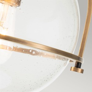 Lampa sufitowa plafon Somerset Elstead Lighting 1xE27 60W Stal Szkło z bąbelkami powietrza Stary mosiądz.