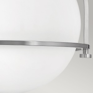 Lampa sufitowa plafon Somerset Elstead Lighting z opalowym szkłem i stalą szczotkowany nikiel.