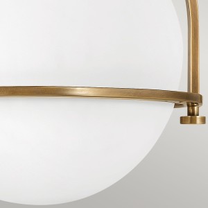 Lampa sufitowa plafon Somerset Elstead Lighting opalowe szkło stary mosiądz.
