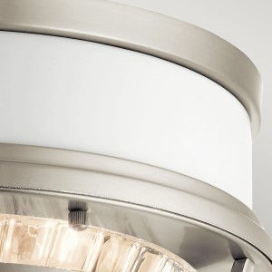 Lampa sufitowa plafon Tollis Elstead Lighting 2xE27, stal wykończona szczotkowanym niklem.