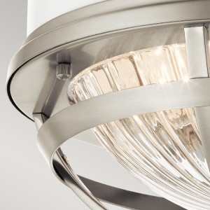 Lampa sufitowa plafon Tollis Elstead Lighting 2xE27 40W Stal Szkło żebrowane Białe.