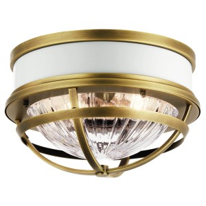 Lampa sufitowa plafon Tollis QN-TOLLIS-F-NBR Quintiesse 2xE27 40W Stal, Szkło żebrowane Białe/ Naturalny mosiądz
