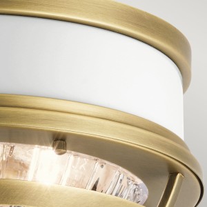 Lampa sufitowa plafon Tollis Elstead Lighting 2xE27 40W Stal, Szkło żebrowane Białe/Naturalny mosiądz.