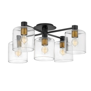 Lampa sufitowa Axel Elstead Lighting 5xE27 60W o czarno-mosiężnym wykończeniu.