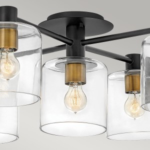 Lampa sufitowa/żyrandol Axel Elstead Lighting 5xE27 60W stal szkło czarne stary mosiądz.