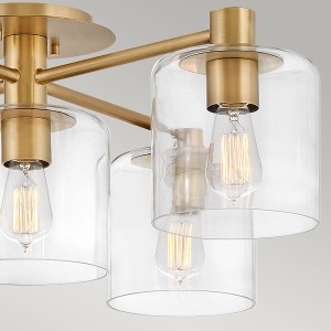 Lampa sufitowa Axel Elstead Lighting z pięcioma żarówkami E27 60W w obudowie z mosiądzu i szkła.