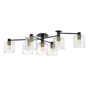 Lampa sufitowa Axel Elstead Lighting z siedmioma żarówkami E27 60W, stal i szkło czarne ze starym mosiądzem.