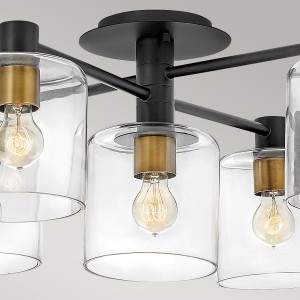 Lampa sufitowa/żyrandol Axel Elstead Lighting 7xE27 60W, stal i szkło, czarne i stary mosiądz