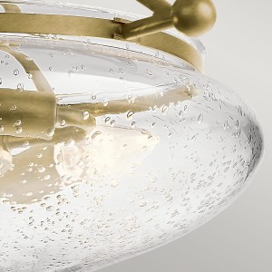 Lampa sufitowa plafon Belle Elstead Lighting z bąbelkowym szkłem i szczotkowanym mosiądzem.