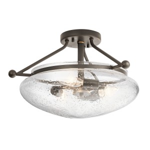 Lampa sufitowa plafon Belle Elstead Lighting 3xE14 40W Stal Szkło z bąbelkami powietrza Stary brąz