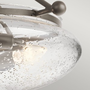 Lampa sufitowa plafon Belle Elstead Lighting z kloszem ze szkła bąbelkowego, stary brąz.