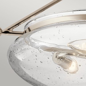 Lampa sufitowa plafon Belle Elstead Lighting z polerowanego niklu i szkłem z bąbelkami powietrza.