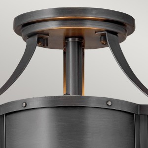 Lampa sufitowa plafon Chance Elstead Lighting, stal i trawione szkło opalowe, czarny.