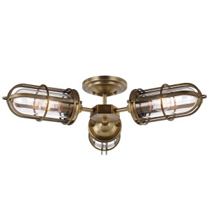 Lampa sufitowa plafon Urban Restoration Elstead Lighting 3xE27 60W Stal Szkło Ciemny Stary Mosiądz.
