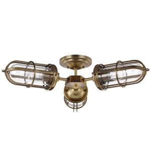 Lampa sufitowa plafon Urban Restoration Elstead Lighting 3xE27 60W stal, szkło ciemny stary mosiądz.