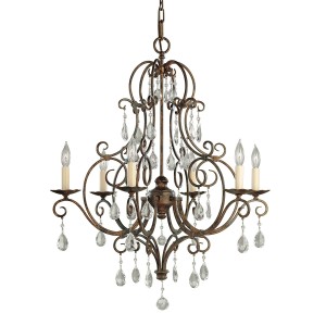 Lampa wisząca/żyrandol Chateau Elstead Lighting 6xE14 60 W z kryształowymi ozdobami.