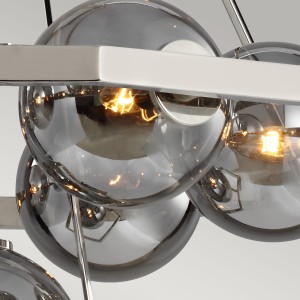 Lampa wisząca/żyrandol Harper Elstead Lighting, szkło dymne, polerowany nikiel.