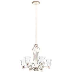 Lampa wisząca Kayva Elstead Lighting z polerowanego niklu i fasetowanego szkła.